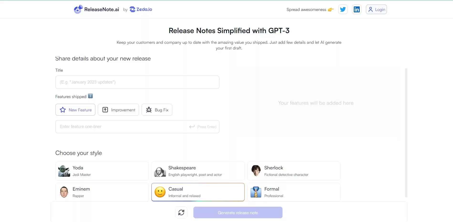 ReleaseNote.AI - Best AI Tool Core Feature and Review on Too